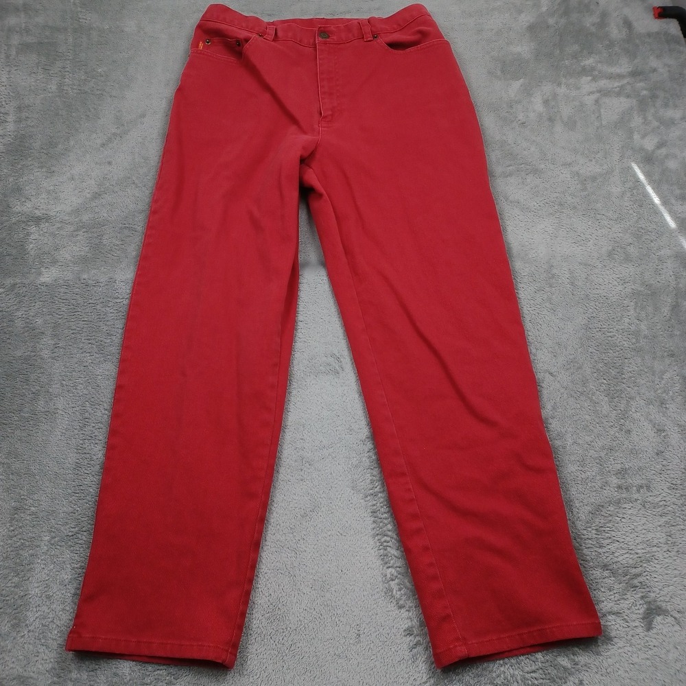 Vintage Lauren Ralph Lauren Jeans Womens 12 Red Denim Straight Preppy
